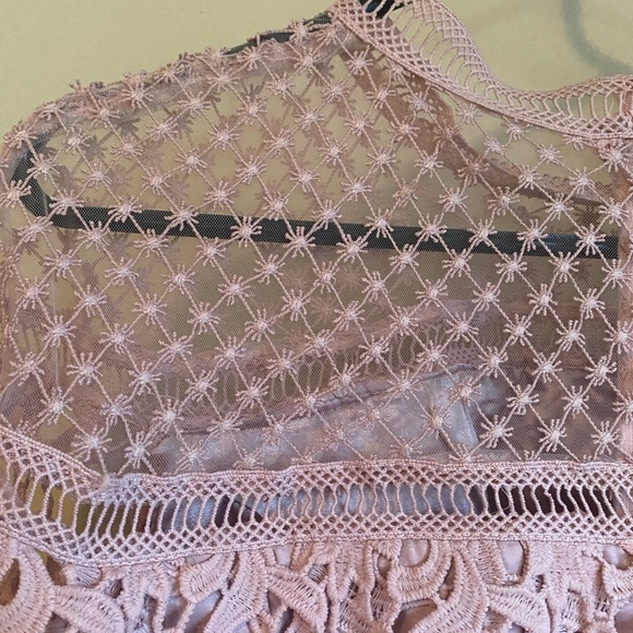 Blush Pink A-Line Lace Dress - Picture 4 of 6